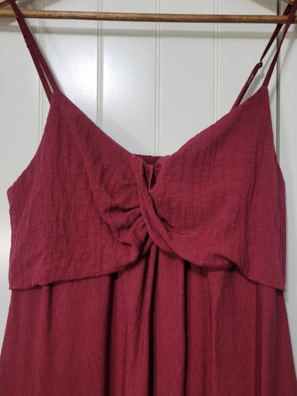 Banana Republic Boho Hippie Prairie Euro Maroon Crepe Twisted Bodice Maxi Dress - Picture 7 of 16